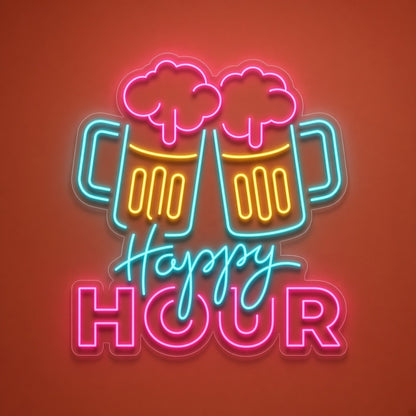 Happy Hour Beer Mugs Cheers LED Neon Sign - product hero