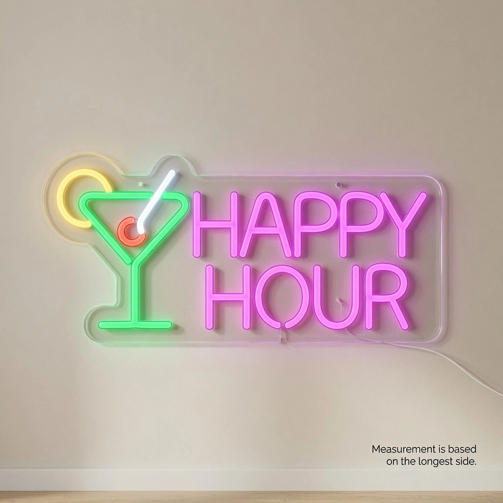 Happy Hour Business LED Neon Sign Wall Decor - 04 Size Image