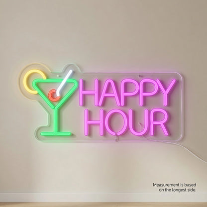 Happy Hour Business LED Neon Sign Wall Decor - 04 Size Image