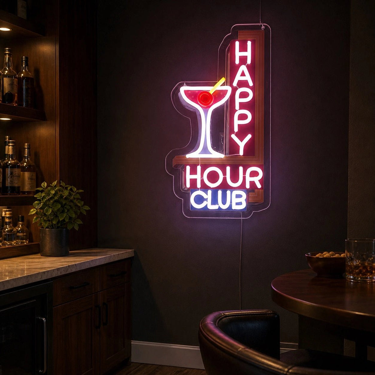 Happy Hour Club Martini Glass LED Neon Sign - Shineneon