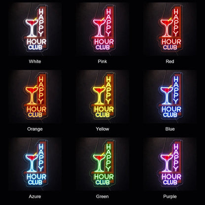 Happy Hour Club Martini Glass LED Neon Sign - Shineneon