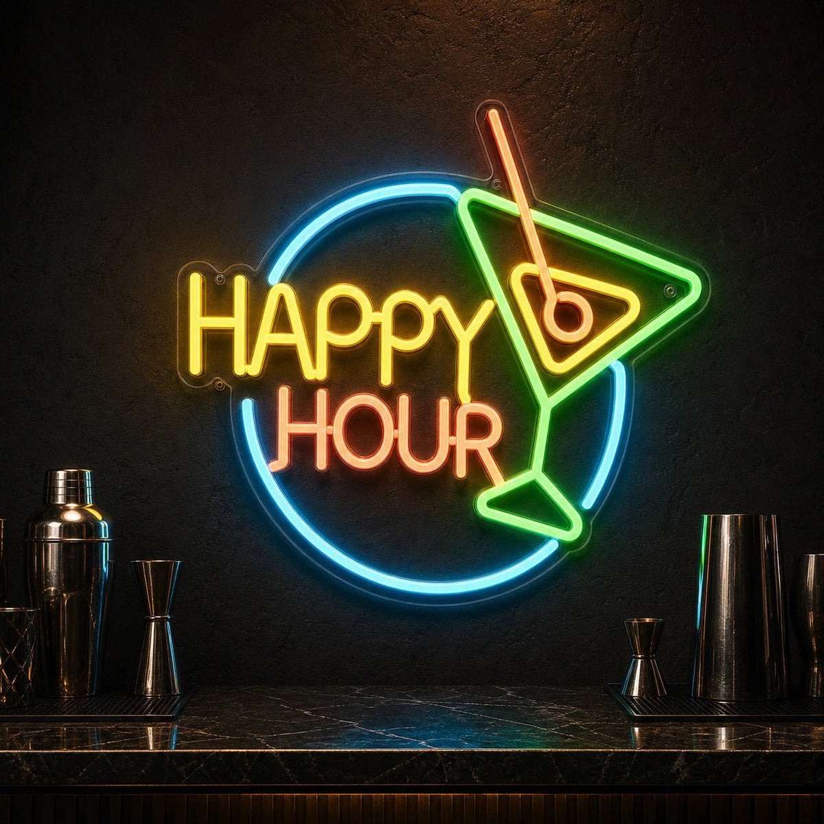 Happy Hour Cocktail LED Neon Sign - Shineneon