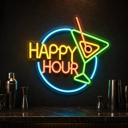 Happy Hour Cocktail LED Neon Sign - Shineneon