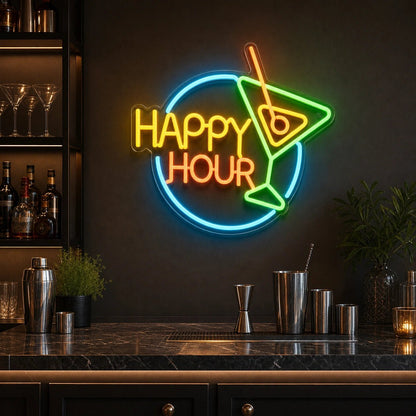 Happy Hour Cocktail LED Neon Sign - Shineneon