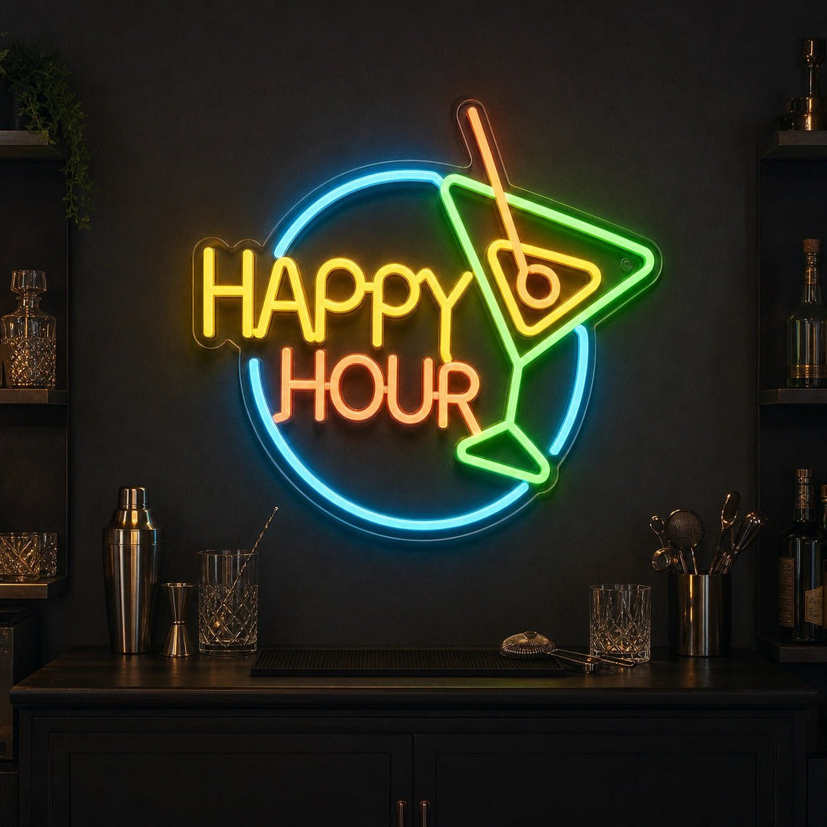 Happy Hour Cocktail LED Neon Sign - Shineneon
