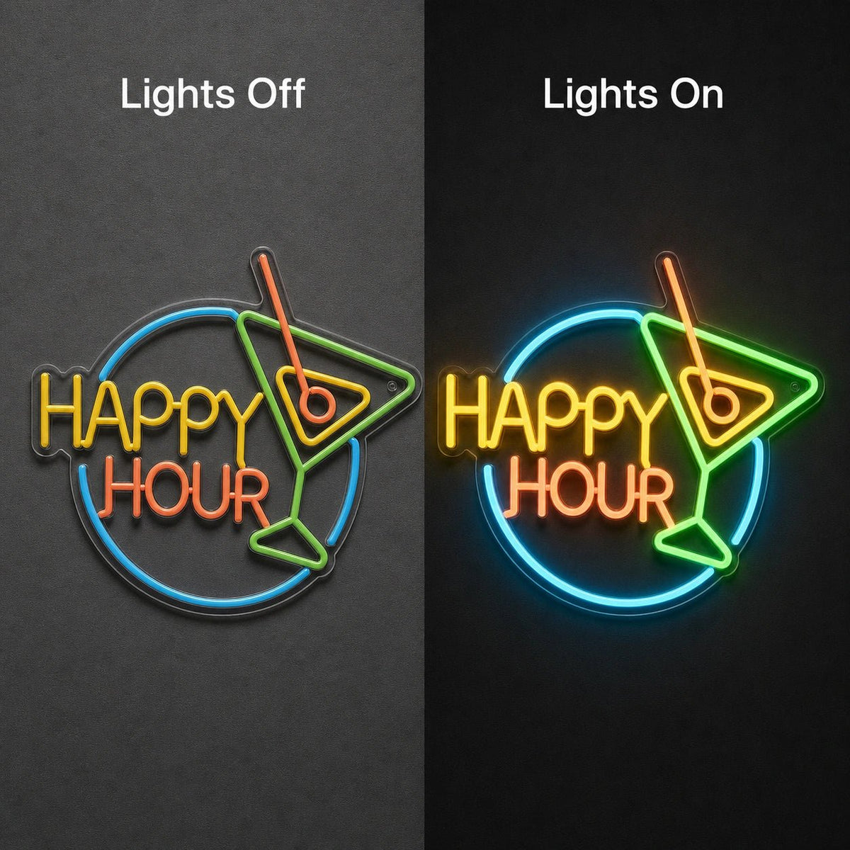 Happy Hour Cocktail LED Neon Sign - Shineneon