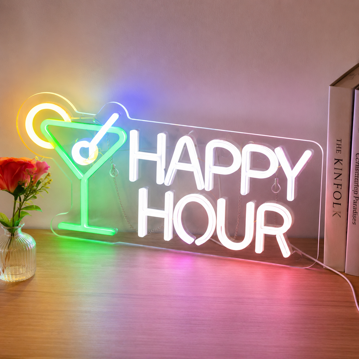 Happy Hour Cocktail LED Neon Sign For Bar Pub Home Bar Wall Decor Light main product image