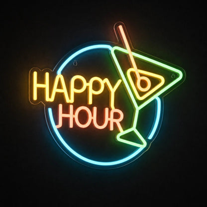 Happy Hour Cocktail LED Neon Sign Garage Neon Sign - Shineneon