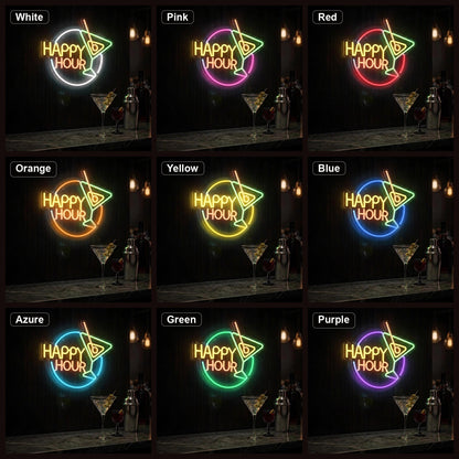 Happy Hour Cocktail LED Neon Sign Garage Neon Sign - Shineneon