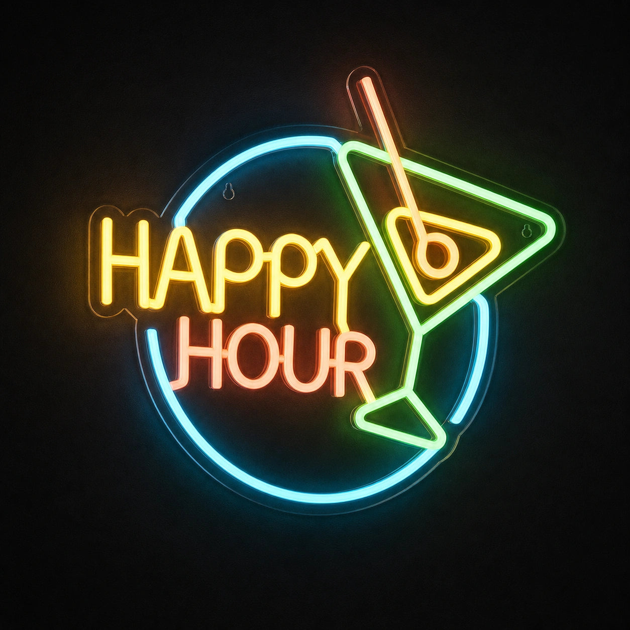 Happy Hour Cocktail LED Neon Sign Home Garage Wall Decoration main product image
