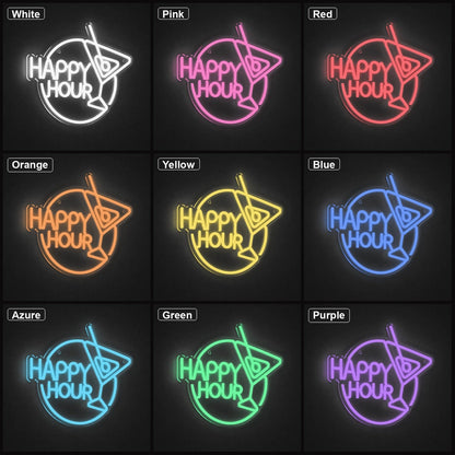 Happy Hour Cocktail LED Neon Sign Man Cave Neon Sign - Shineneon