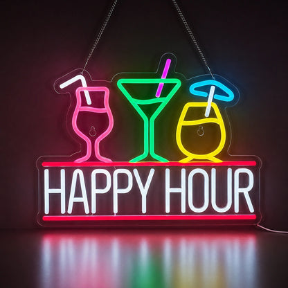 Happy Hour Glasses Neon Sign LED Neon Sign main product image