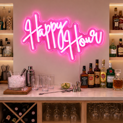 Happy Hour Hanging LED Light Up Neon Bar Sign LED Neon Sign main product image