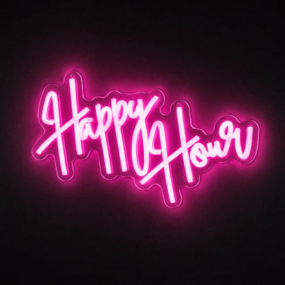 Happy Hour Hanging LED Neon Sign Home Garage Wall Decoration main product image