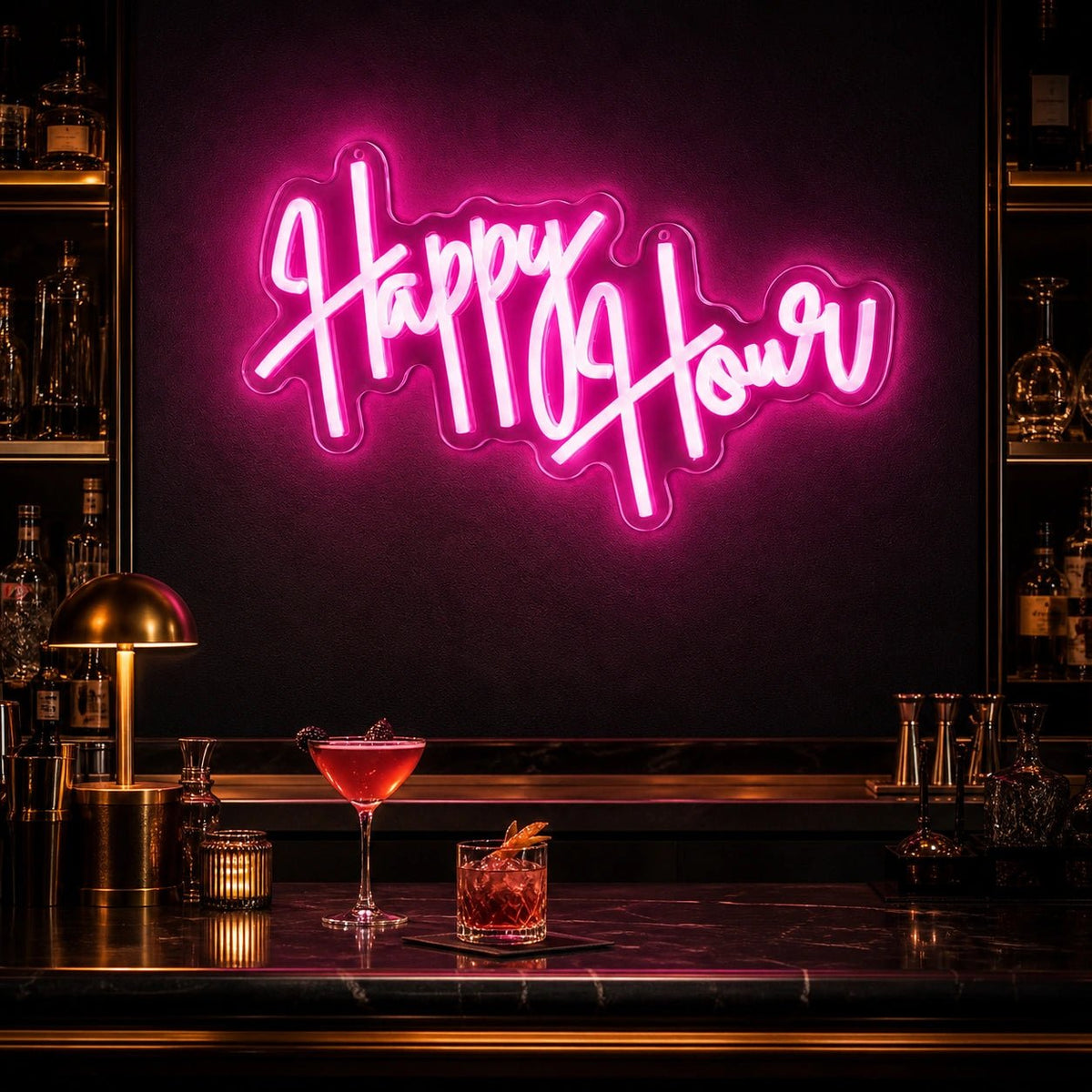 Happy Hour Hanging LED Neon Sign Home Garage Wall Decoration - Shineneon