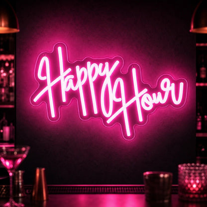 Happy Hour Hanging LED Neon Sign Man Cave Neon Sign - Shineneon