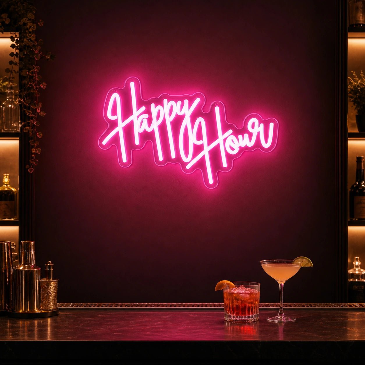 Happy Hour Hanging LED Neon Sign Man Cave Neon Sign - Shineneon