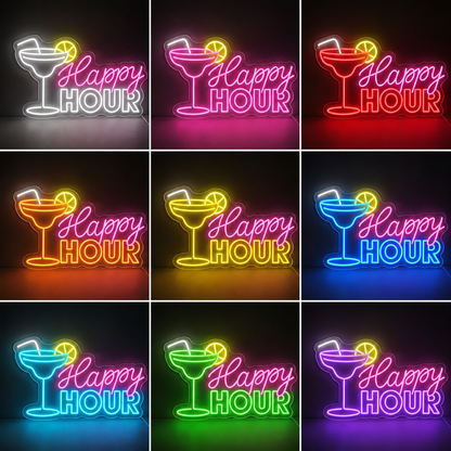 Happy Hour LED Neon Sign color grid
