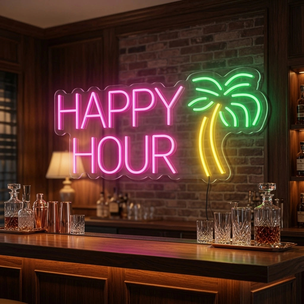 Happy Hour LED Neon Sign Bedroom Decor - 02 High-Converting Product Image