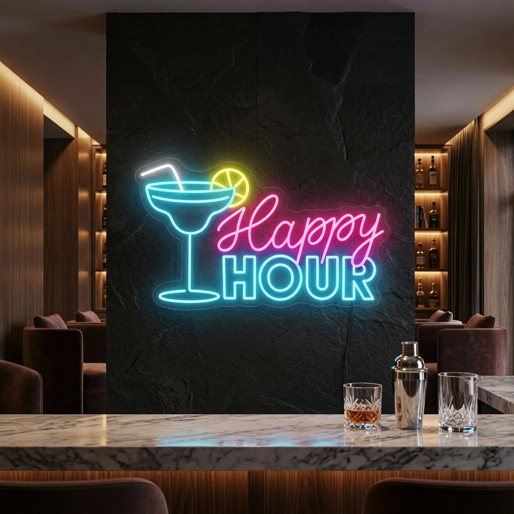 Happy Hour LED Neon Sign Home Decor - 03 Real Lifestyle Scene