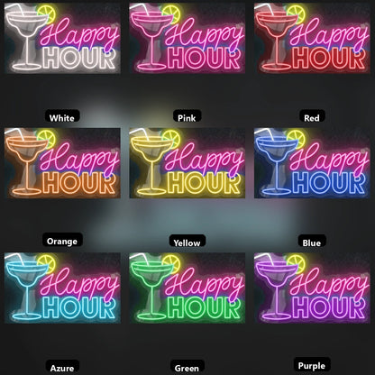 Happy Hour LED Neon Sign Home Decor - 05 Color Grid