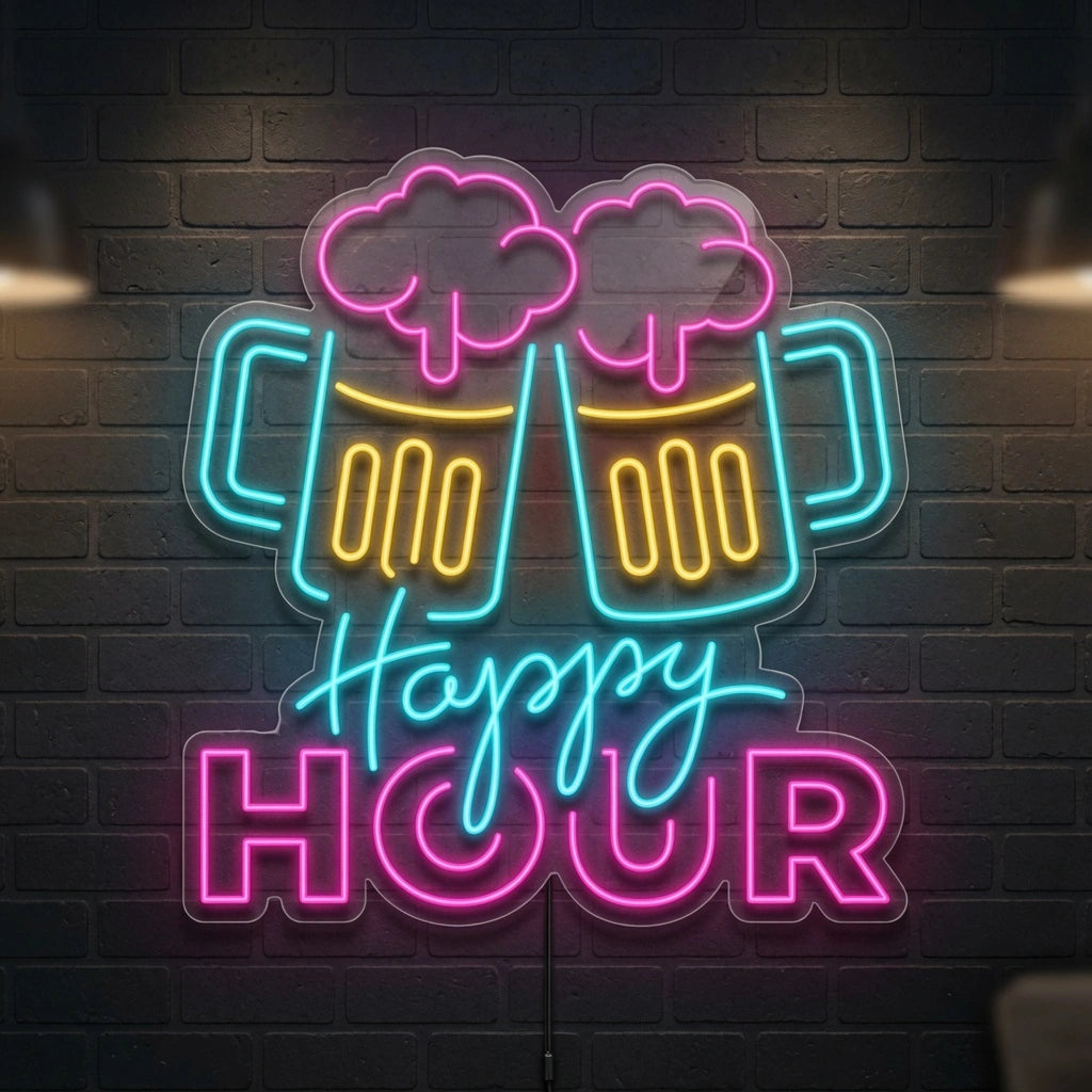 Happy Hour LED Neon Sign Home Wall Art - 04 Size Image