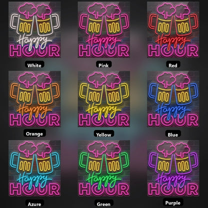 Happy Hour LED Neon Sign Home Wall Art - 05 Color Grid