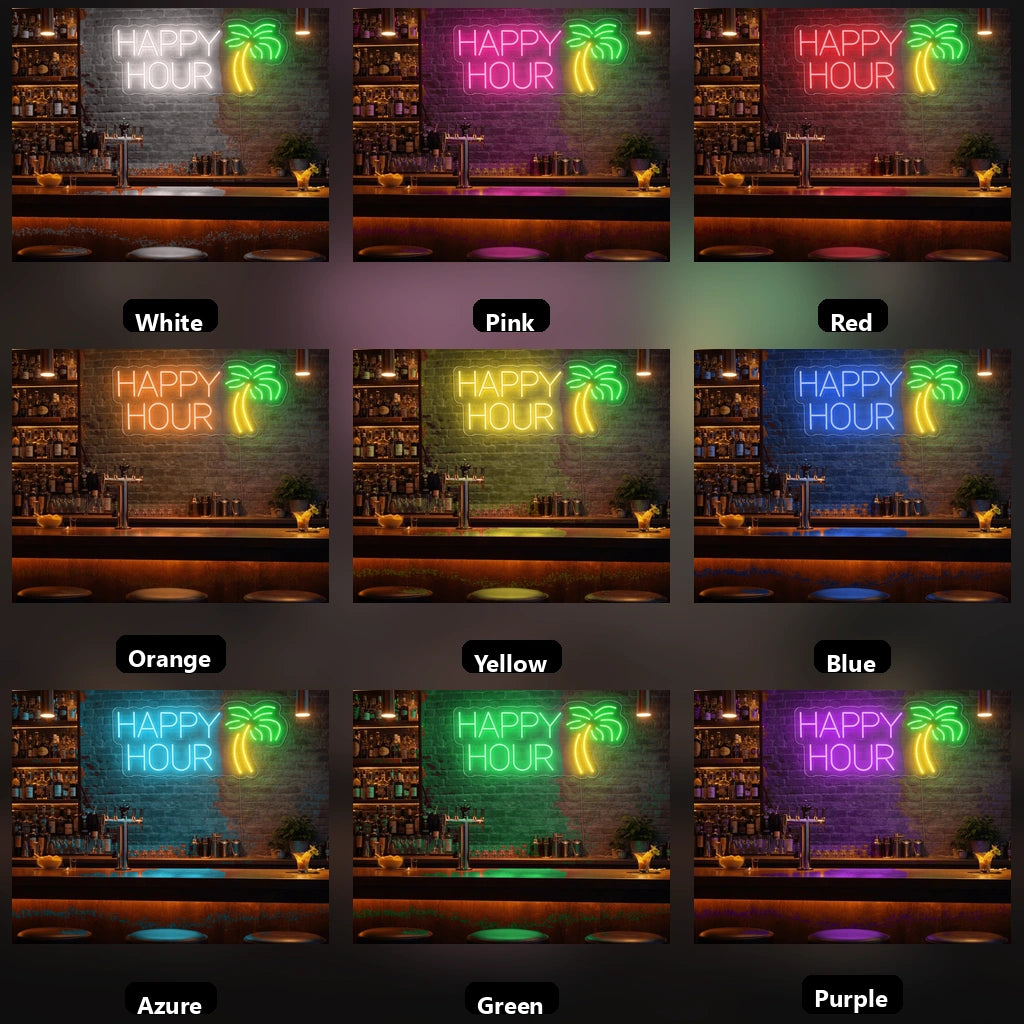 Happy Hour LED Neon Sign Wall Decor - 05 Color Grid