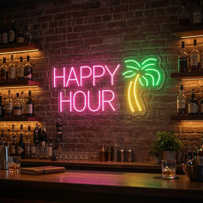 Happy Hour LED Neon Sign Wall Neon Sign - 03 Real Lifestyle Scene