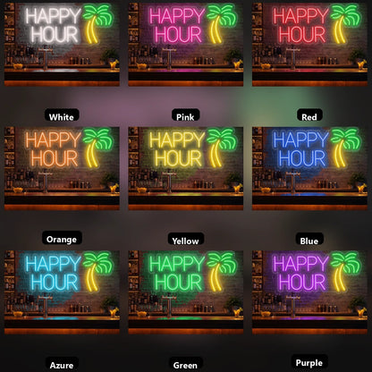 Happy Hour LED Neon Sign Wall Neon Sign - 05 Color Grid