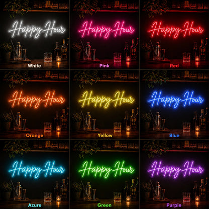 Happy Hour Man Cave LED Neon Sign color grid
