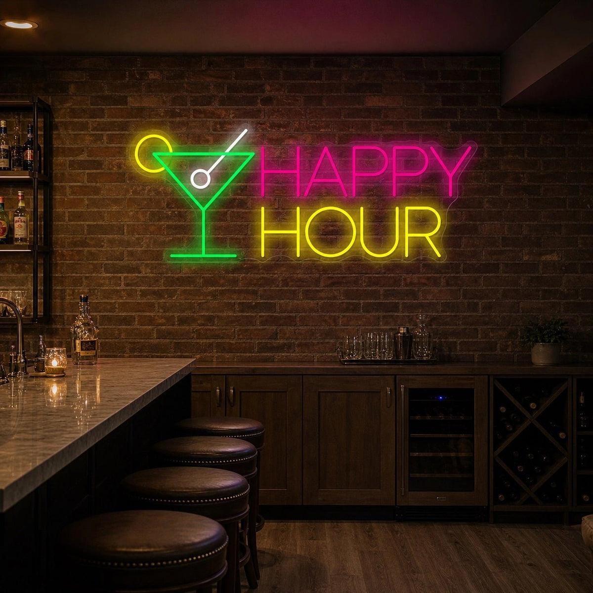 Happy Hour Martini Glass LED Neon Sign - Shineneon