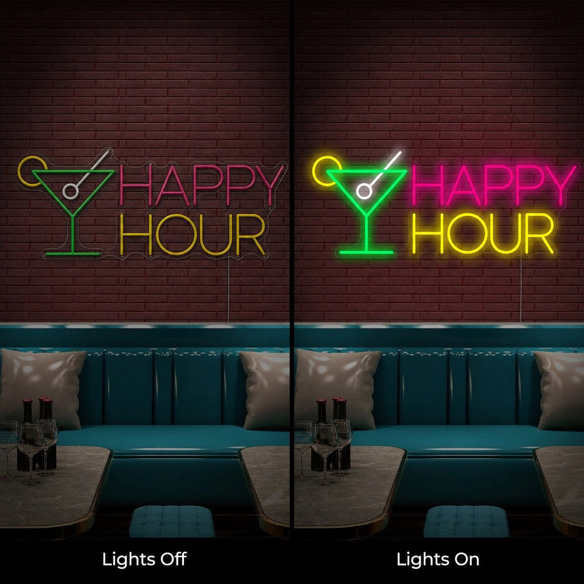 Happy Hour Martini Glass LED Neon Sign - Shineneon
