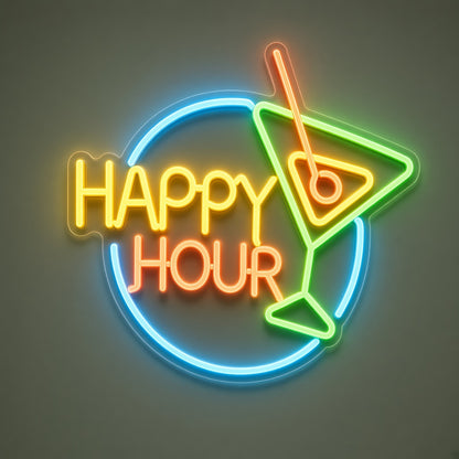 Happy Hour Martini Glass LED Neon Sign - product hero