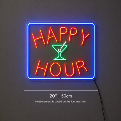 Happy Hour Martini Neon Sign LED Neon Sign size image