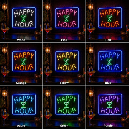 Happy Hour Martini Neon Sign LED Neon Sign color grid
