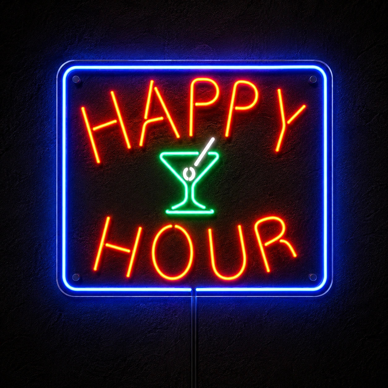 Happy Hour Martini Neon Sign Wall Art LED Neon Sign high-converting product image