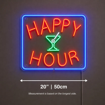 Happy Hour Martini Neon Sign Wall Art LED Neon Sign size image