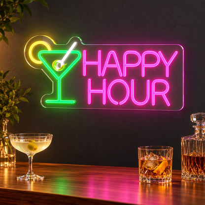 Happy Hour Martini LED Neon Sign - advertising view