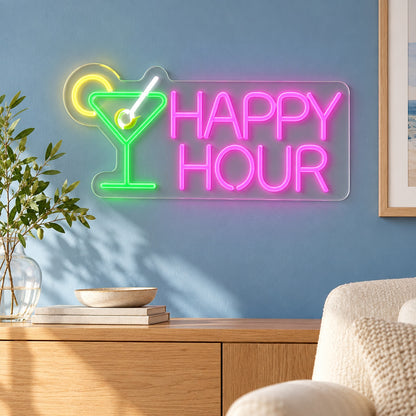 Happy Hour Martini LED Neon Sign - lifestyle view