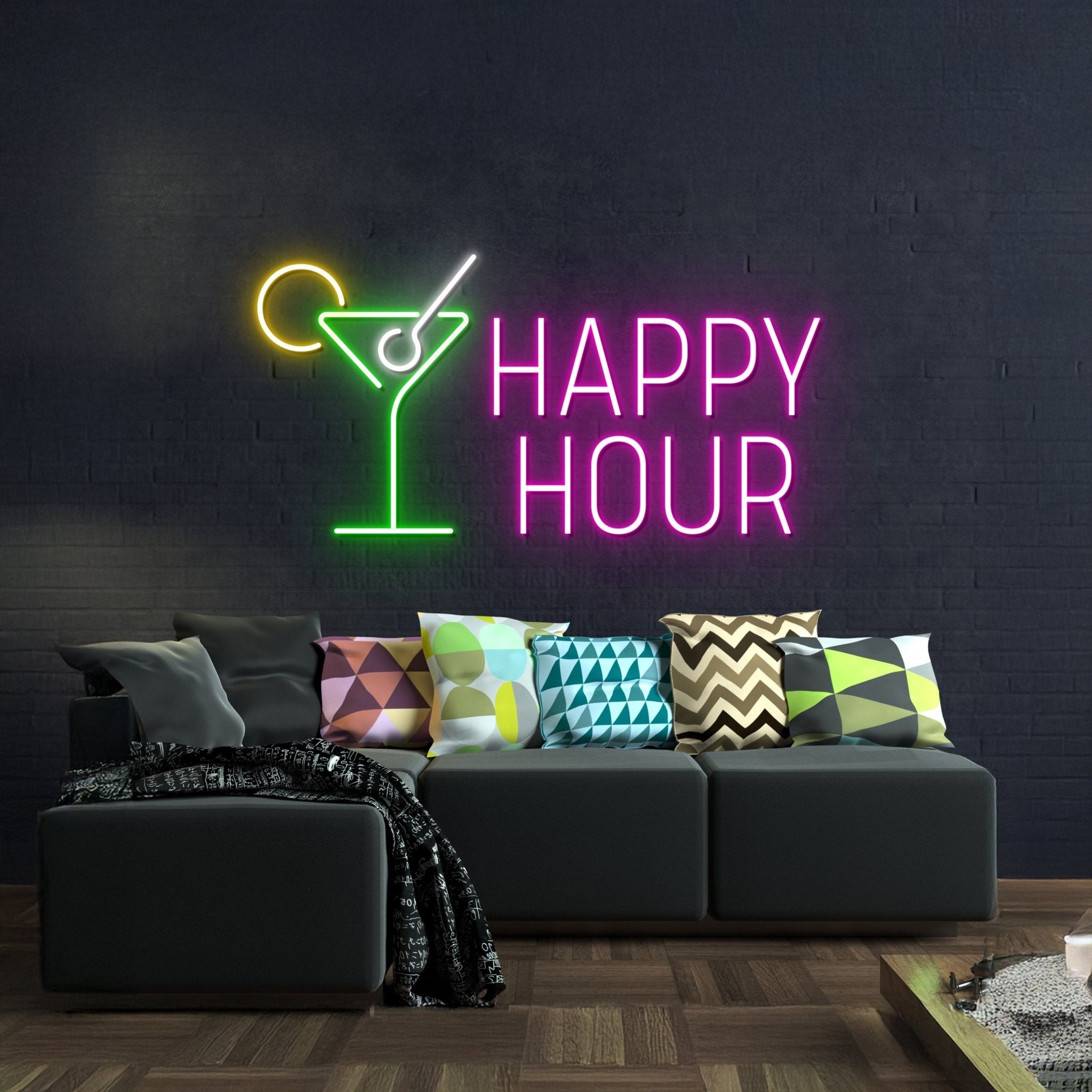 Happy Hour Neon Sign Home Bar Decor - Shineneon