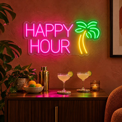 Happy Hour LED Neon Sign - advertising view