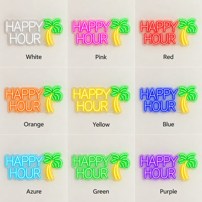 Happy Hour LED Neon Sign - nine-color grid