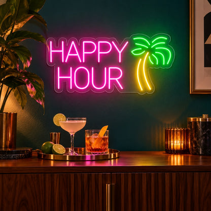 Happy Hour LED Neon Sign - advertising view