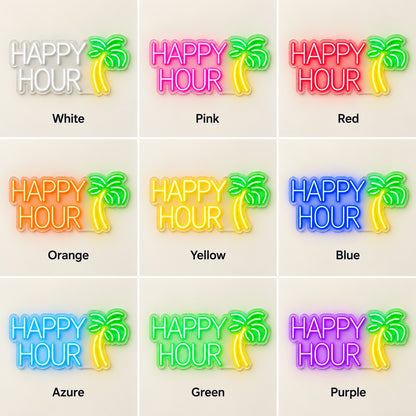 Happy Hour LED Neon Sign - nine-color grid