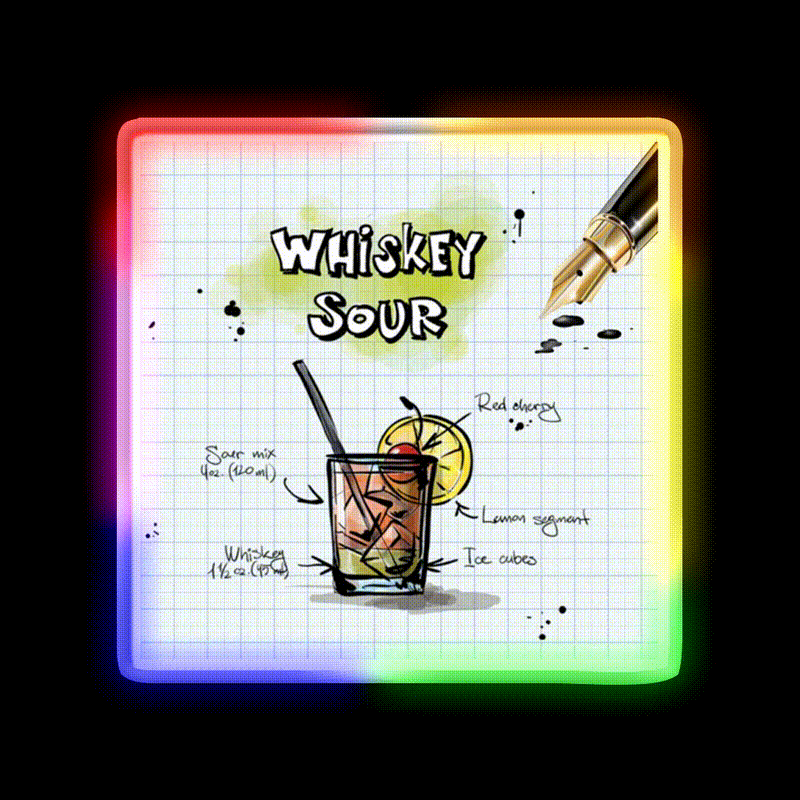 Happy Hour Recipe Whiskey Drink Bar Led Neon Sign Rgb Color