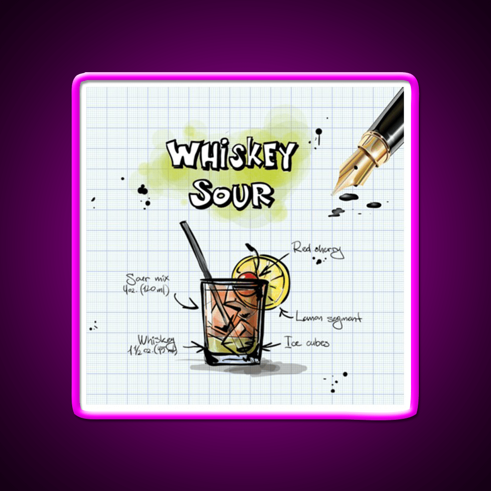 Happy Hour Recipe Whiskey Drink Bar Led Neon Sign Rgb Color - Shineneon
