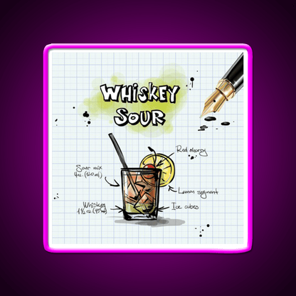 Happy Hour Recipe Whiskey Drink Bar Led Neon Sign Rgb Color - Shineneon