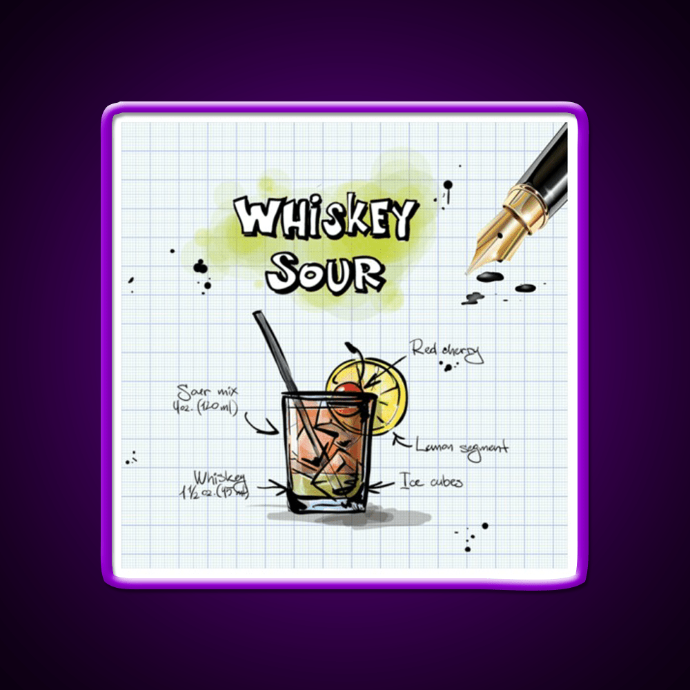 Happy Hour Recipe Whiskey Drink Bar Led Neon Sign Rgb Color - Shineneon