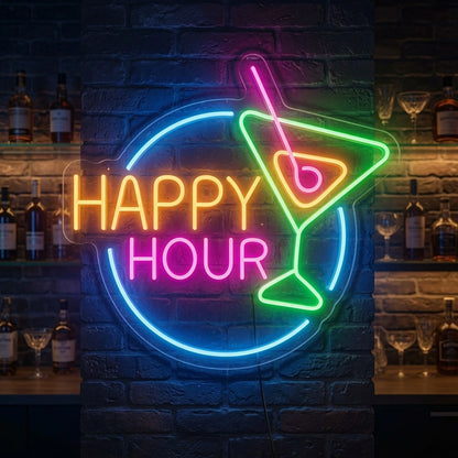 Happy Hour Wall Art LED Neon Sign - 02 High-Converting Product Image